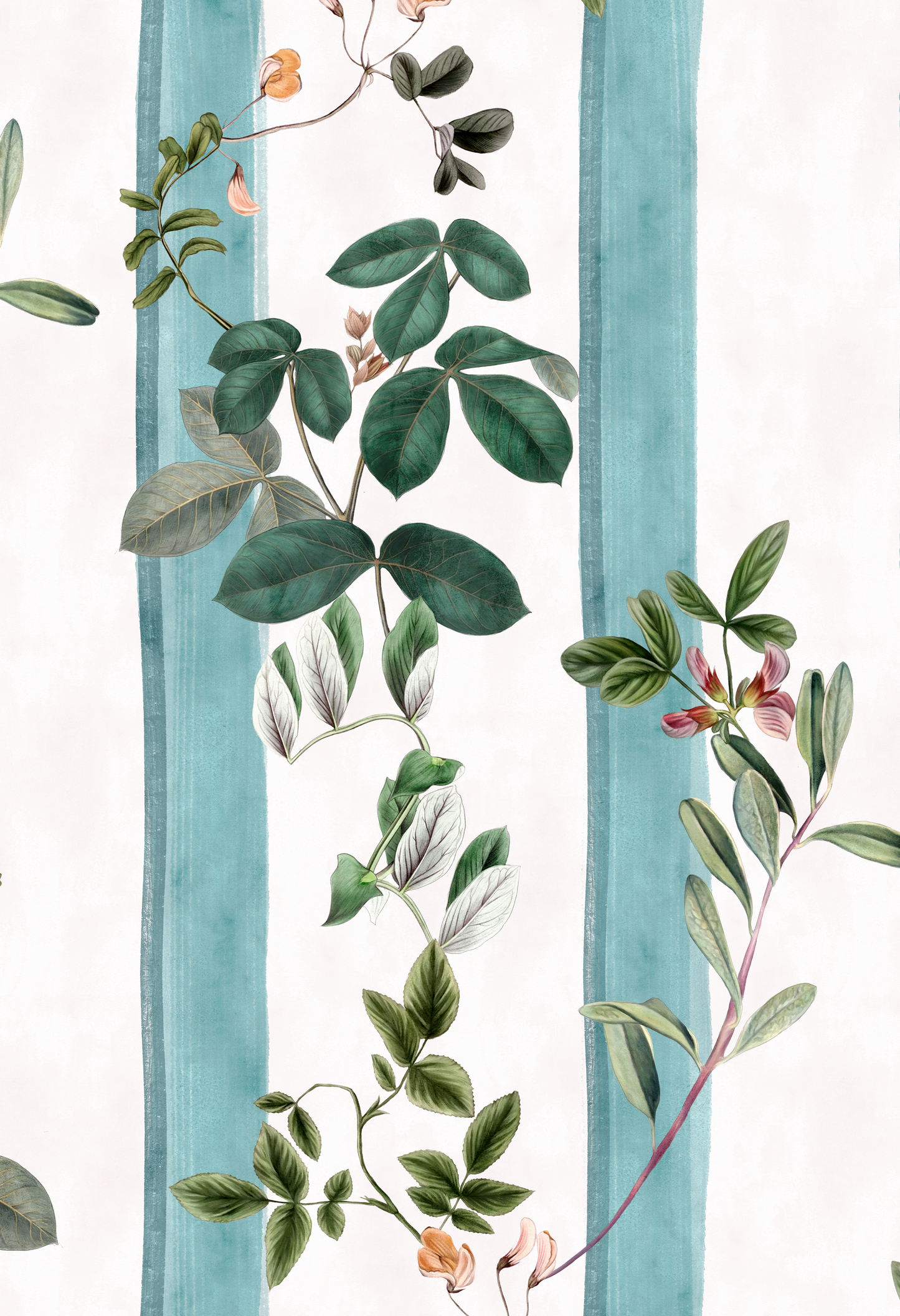 Little Fiorita Stripe Wallpaper - Blue