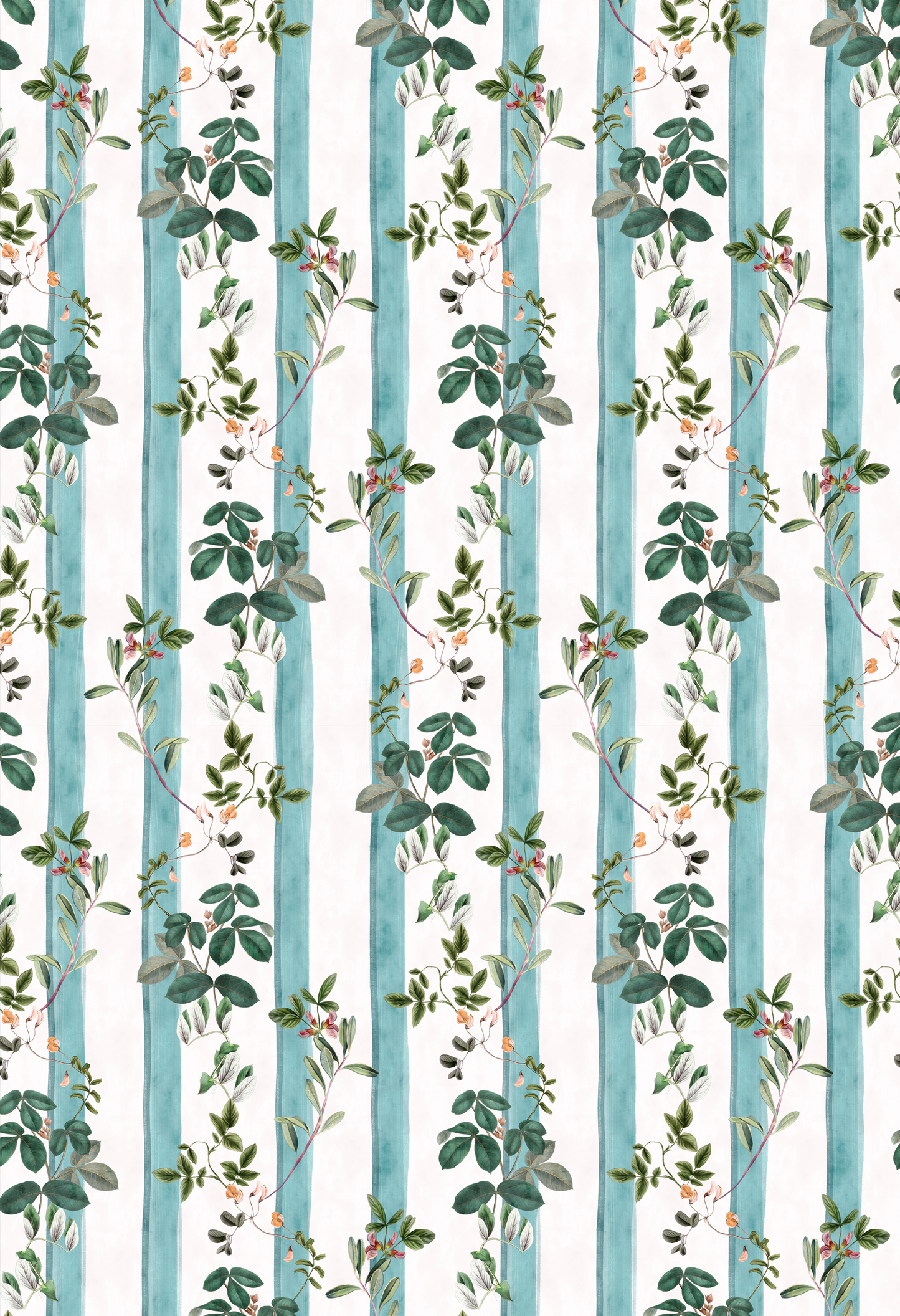 Little Fiorita Stripe Wallpaper - Blue