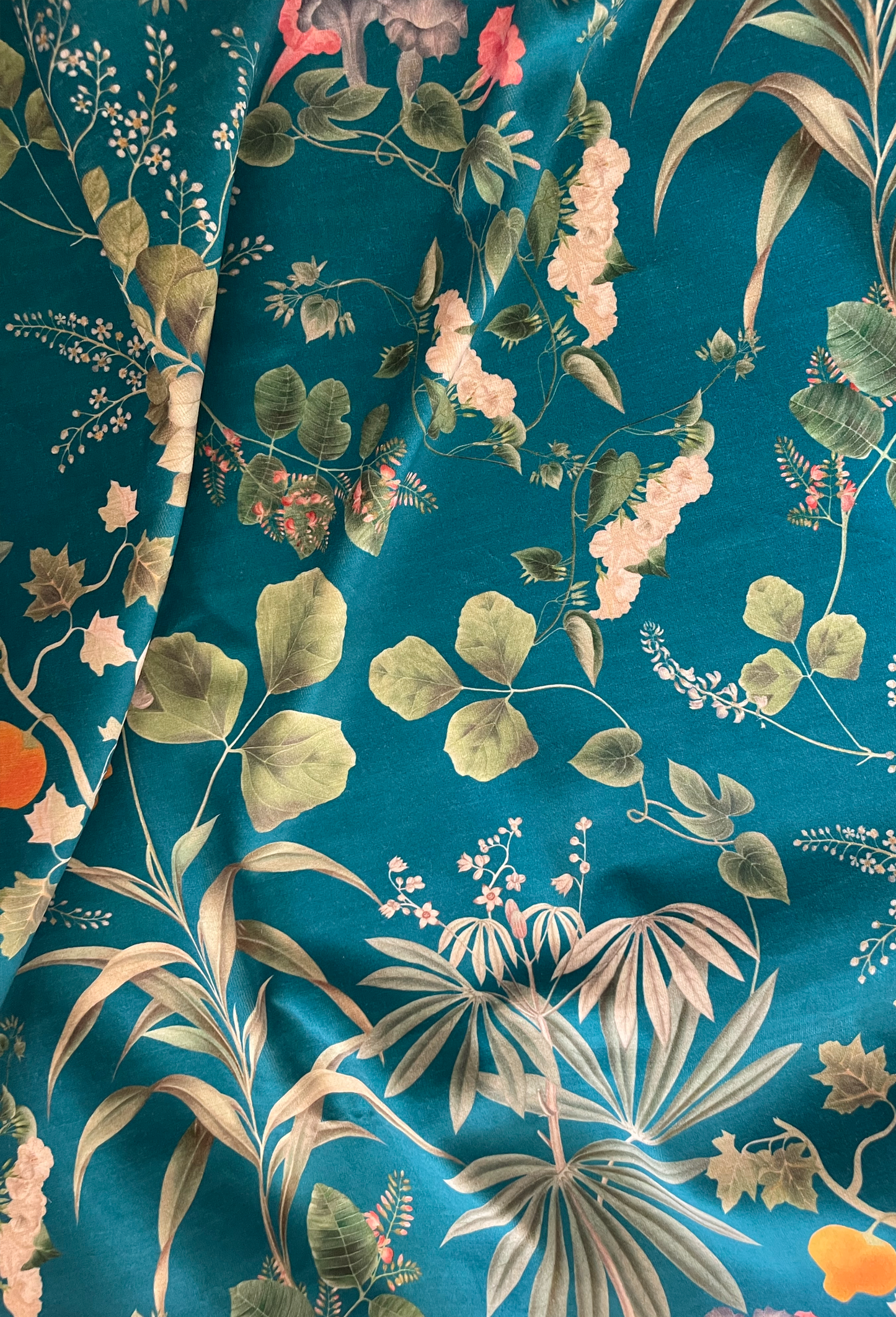 Little Eden Velvet Fabric - Cornflower Blue
