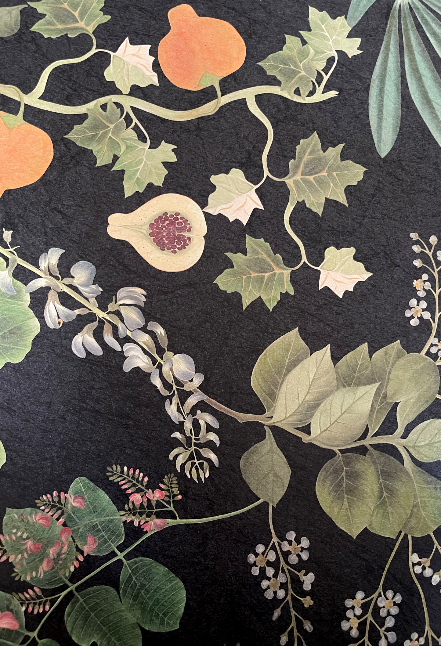 Glamorous dark botanical Eden Wallpaper in Night by Deus ex Gardenia.