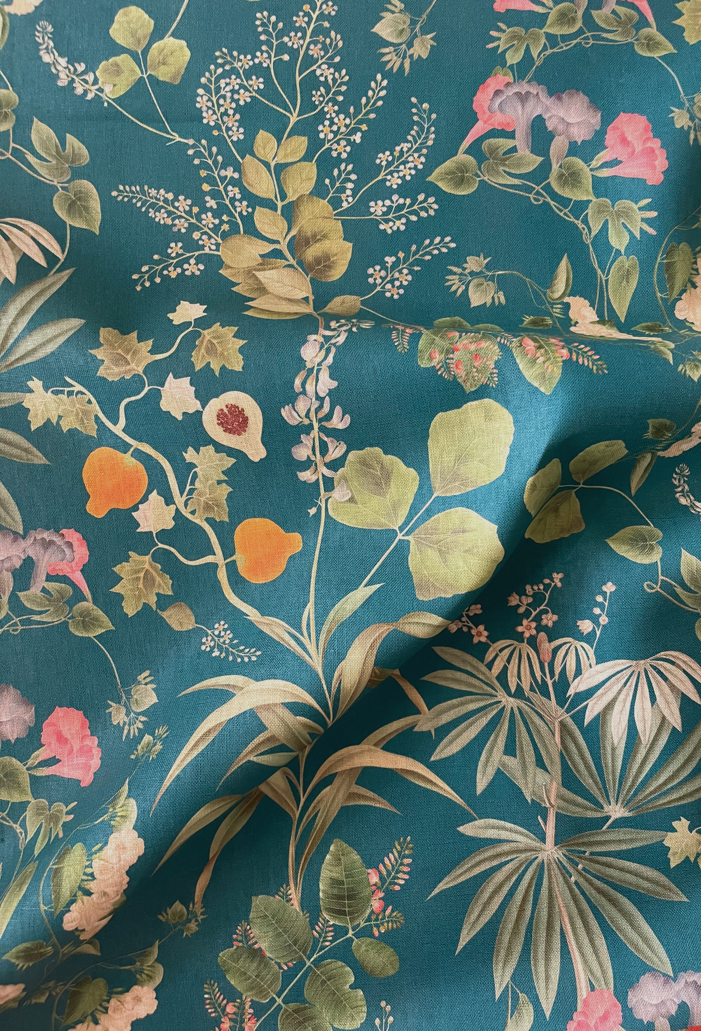 Little Eden Linen Fabric - Cornflower Blue