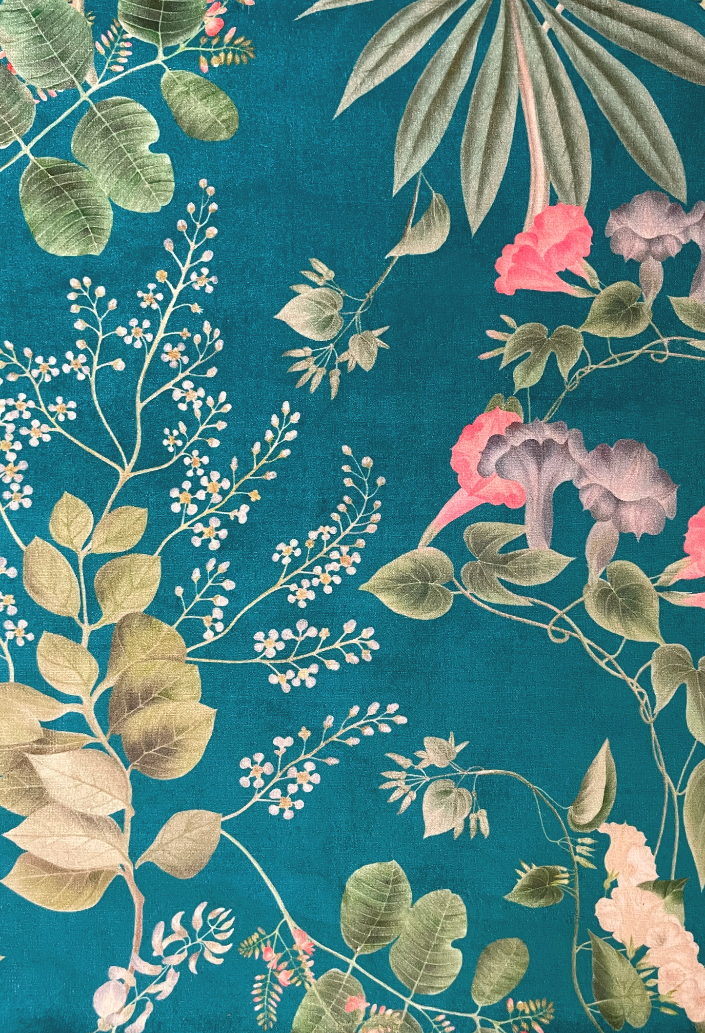 Little Eden Velvet Fabric - Cornflower Blue