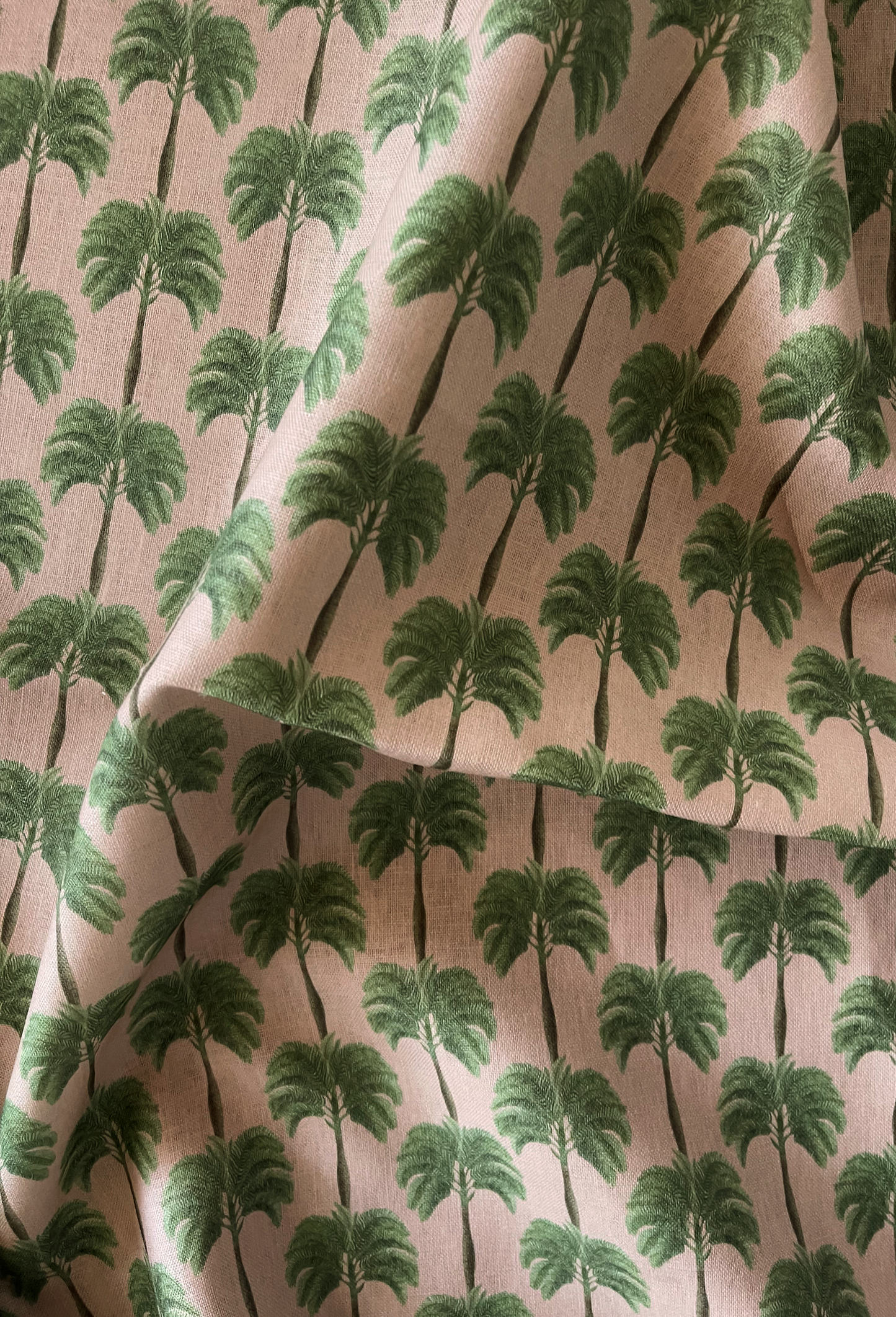 Little Palma Linen Fabric - Flamingo