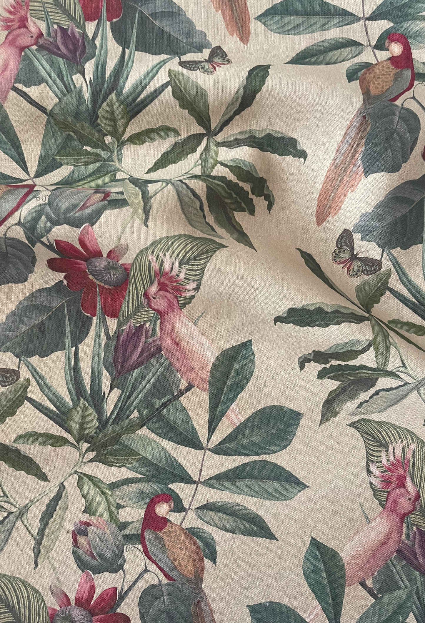 Passiflora Linen Fabric - Antique