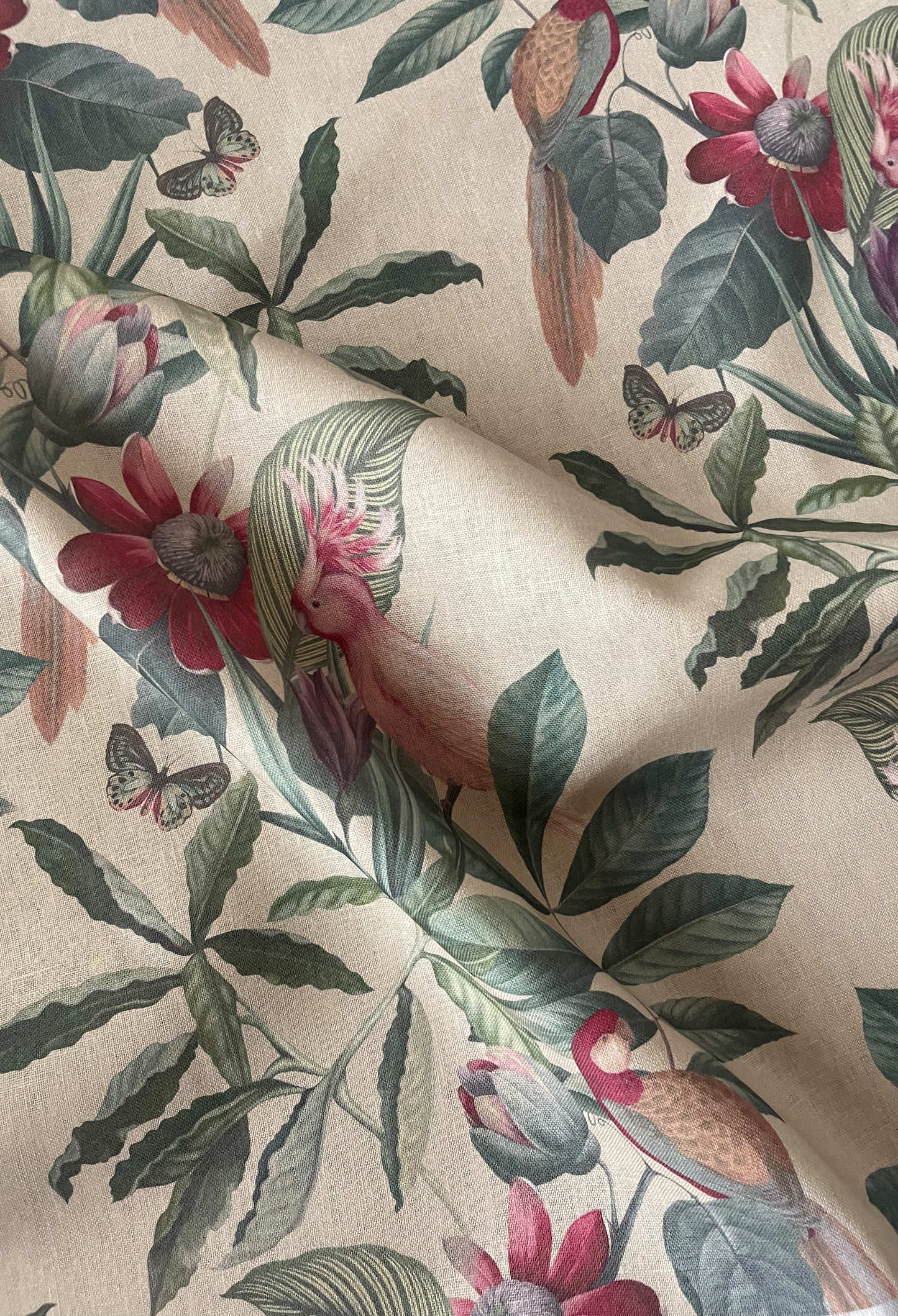 Passiflora Linen Fabric - Antique