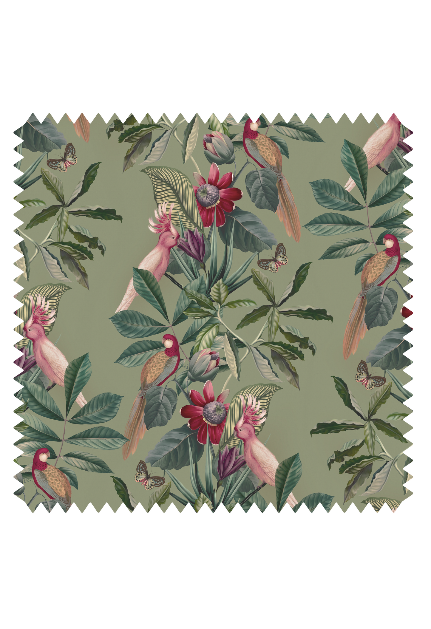 Passiflora Linen Fabric - Sage