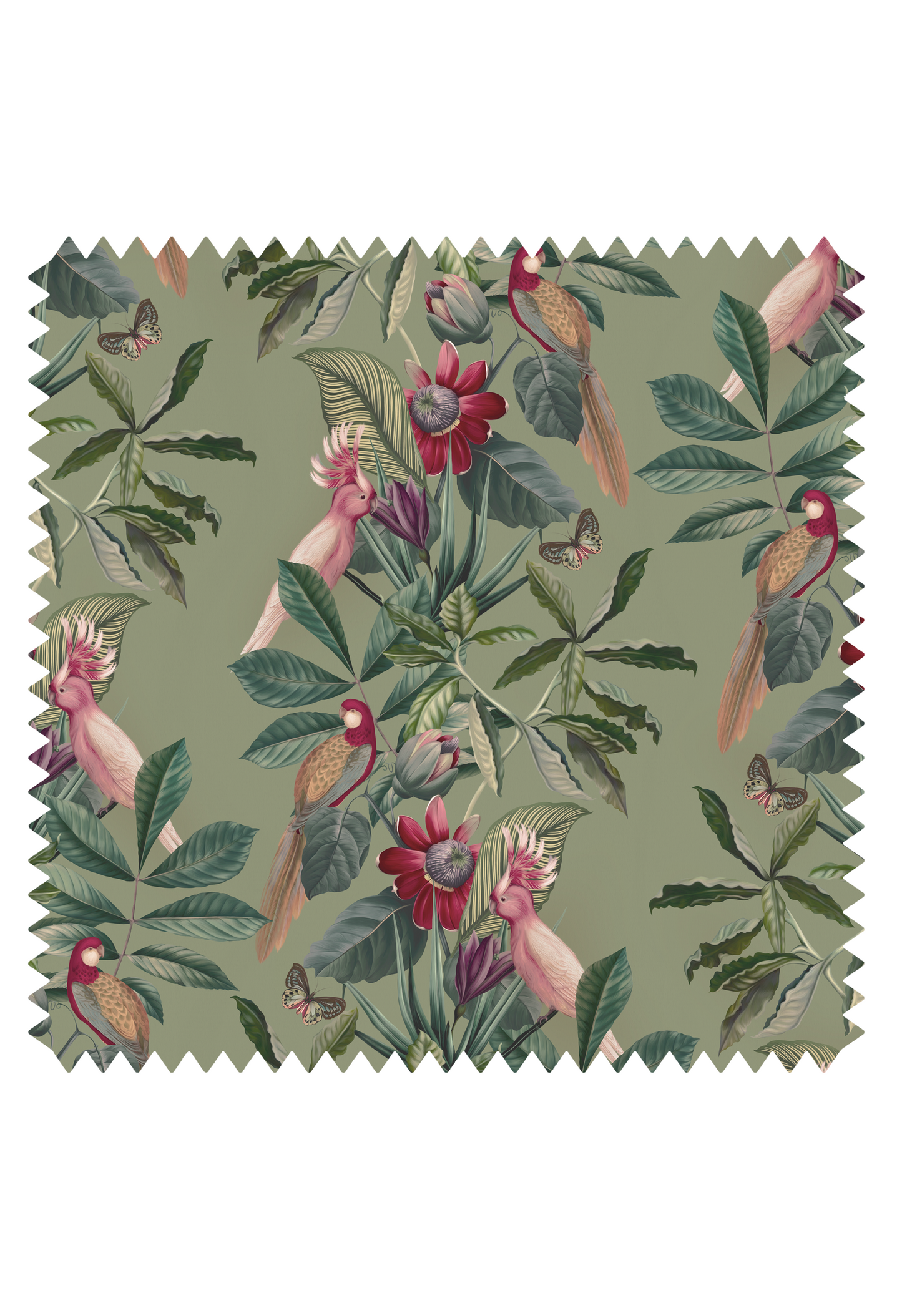 Passiflora Linen  Fabric - Sage