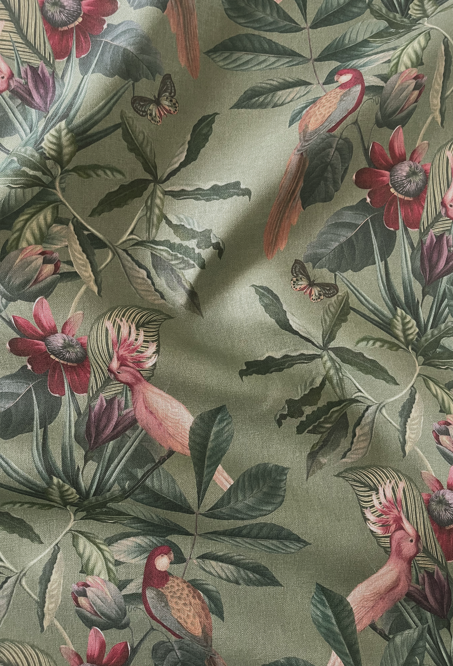 Passiflora Linen  Fabric - Sage