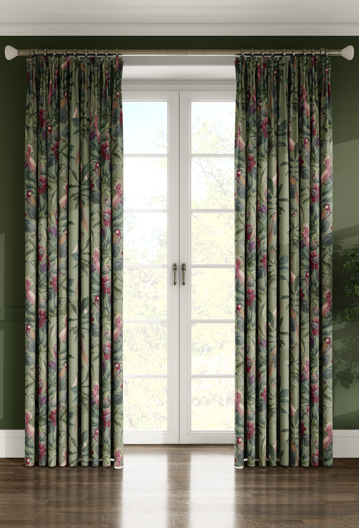 Passiflora Linen Fabric - Sage