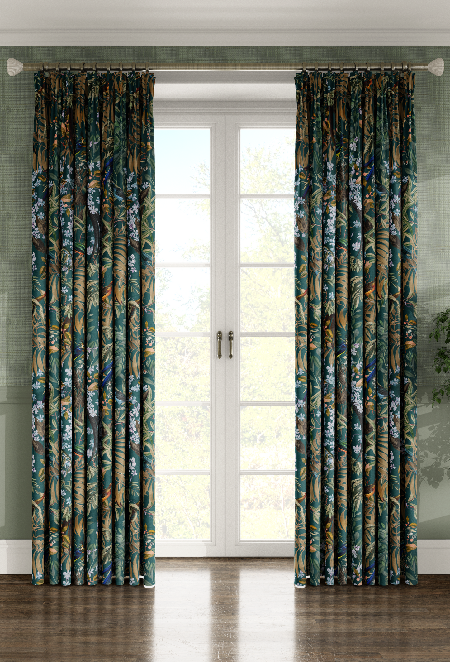 Resplendent Woods Linen Fabric - Forest