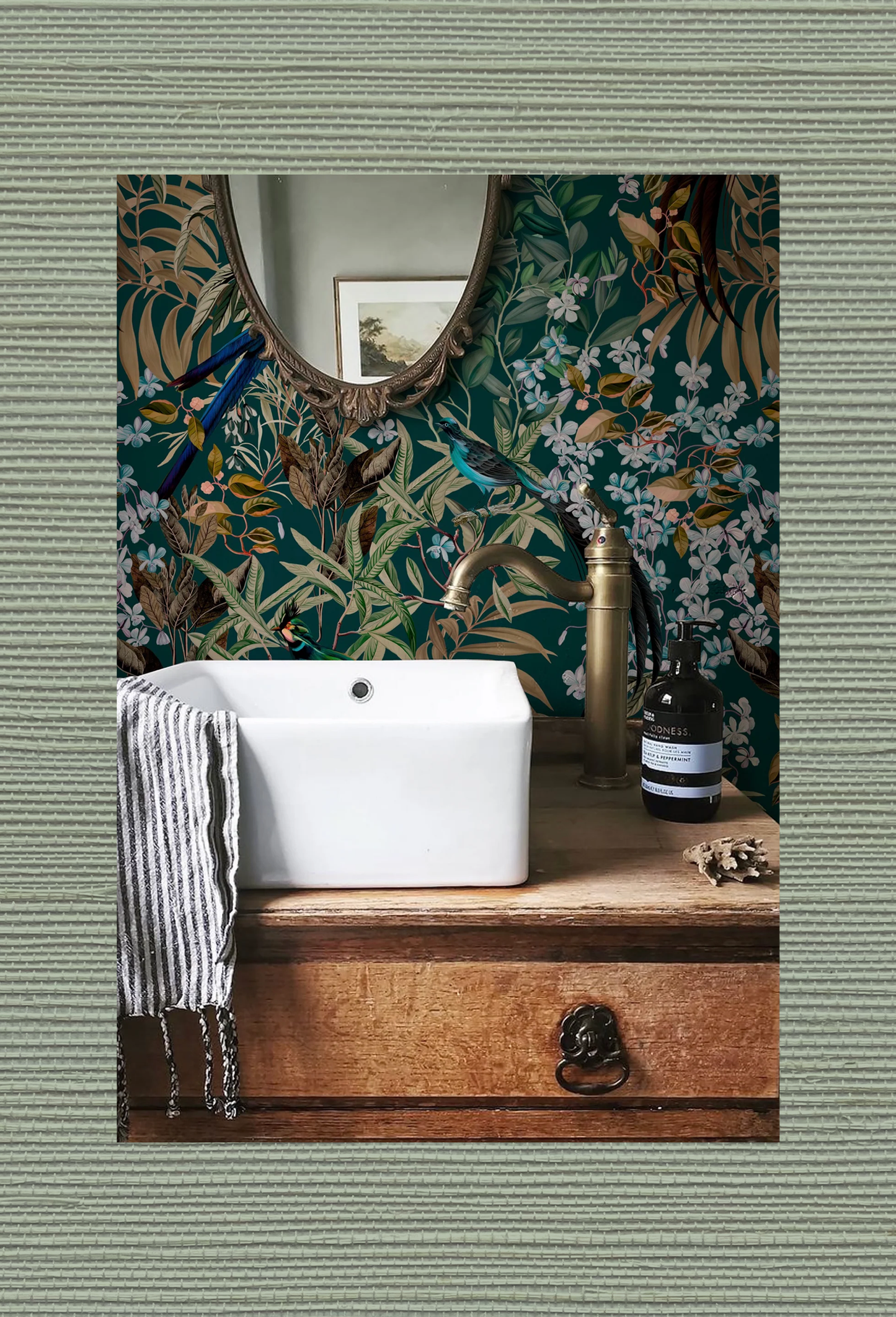 Grasscloth Wallpaper - Earth Green