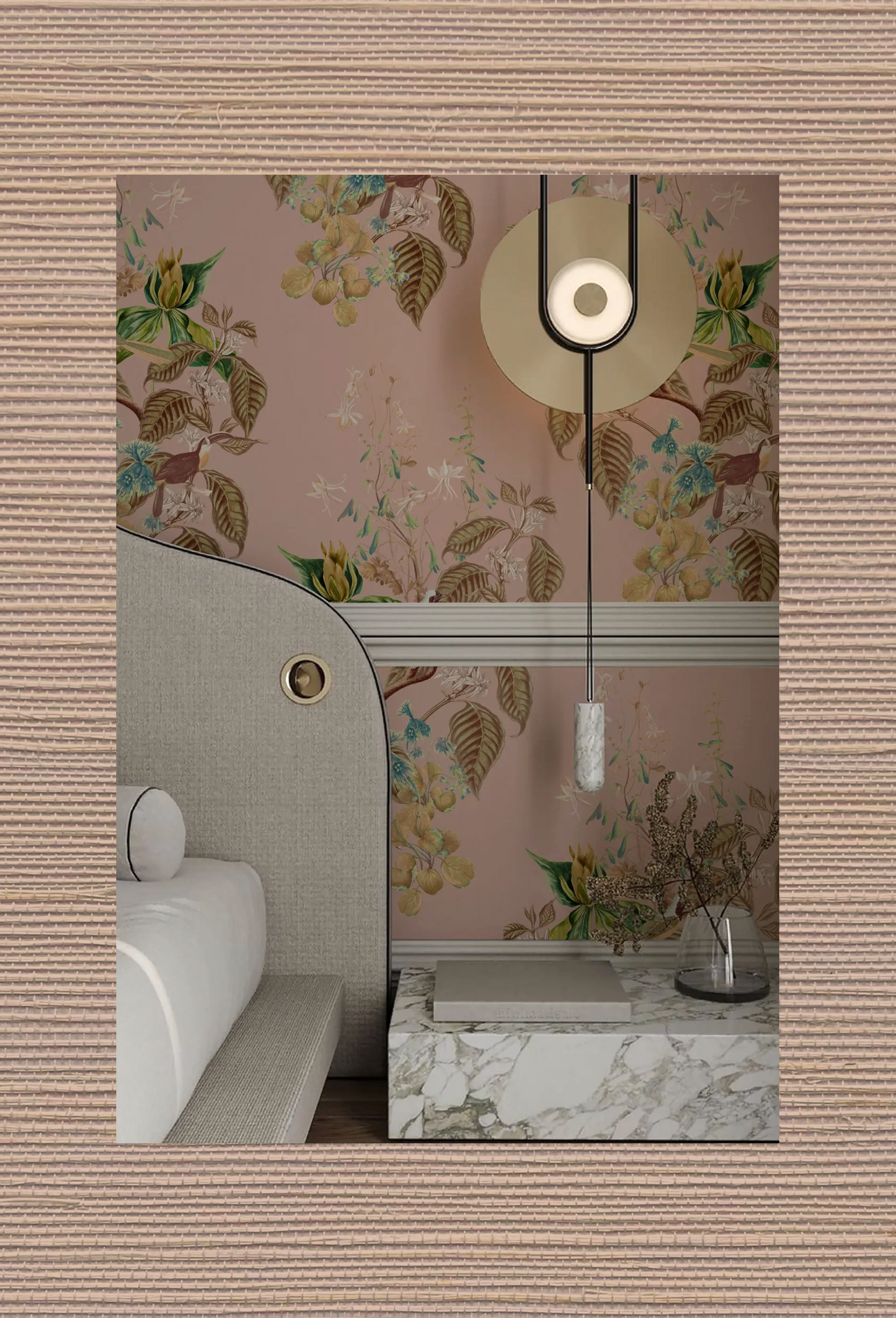 Grasscloth Wallpaper - Peach Sand