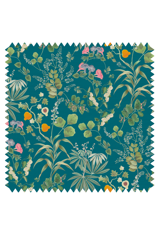 Little Eden Velvet Fabric - Cornflower Blue