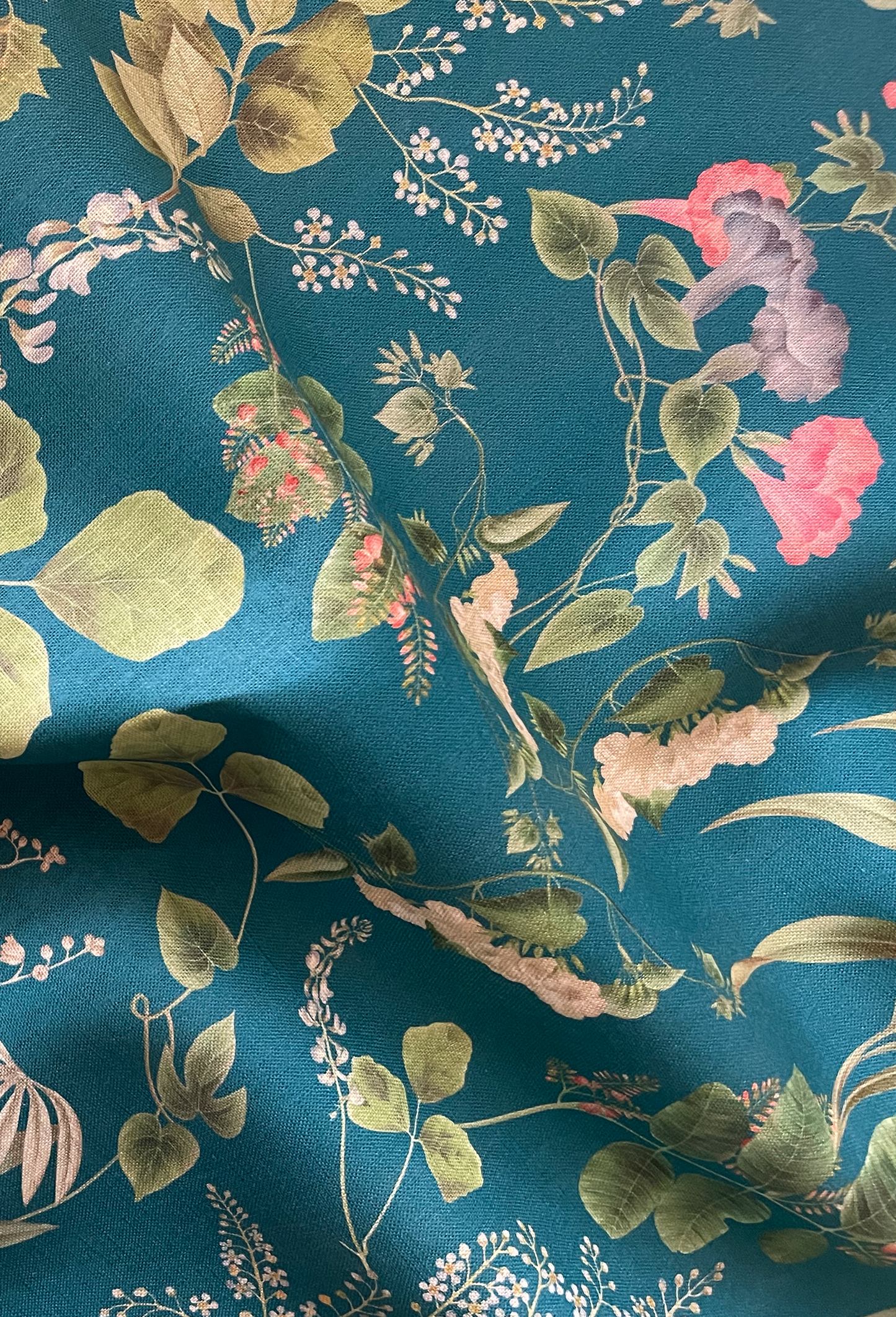 Little Eden Linen Fabric - Cornflower Blue