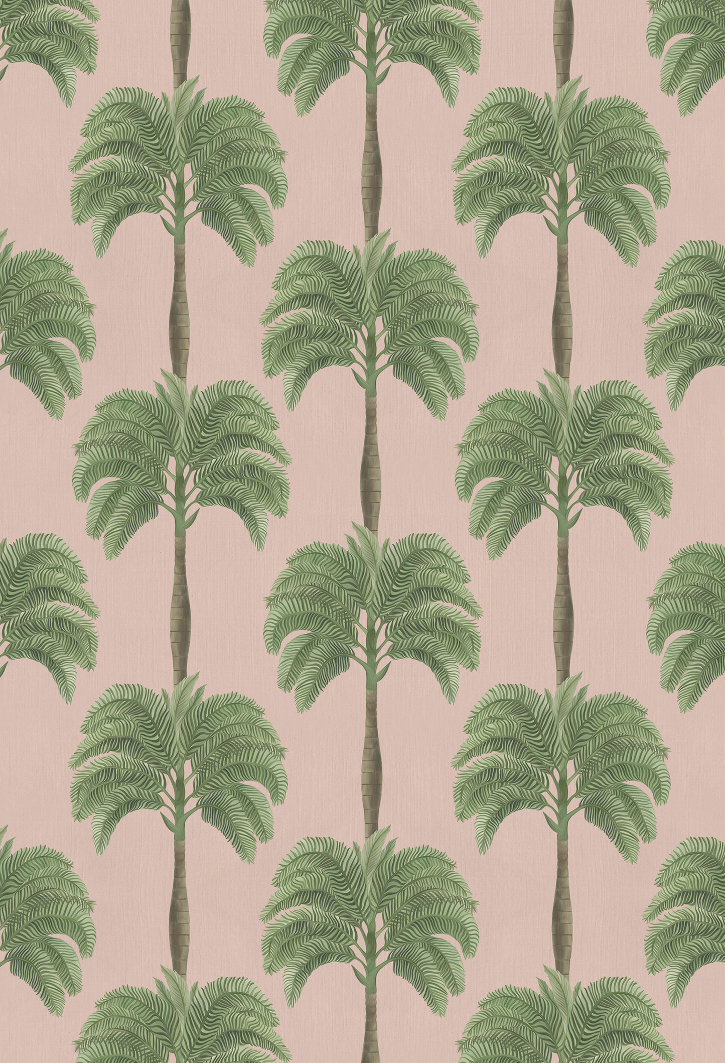 Palm Tree Pattern on pink background of luxurious wallpaper by Deus Ex Gardenia of Little Palma in Flamindo.
