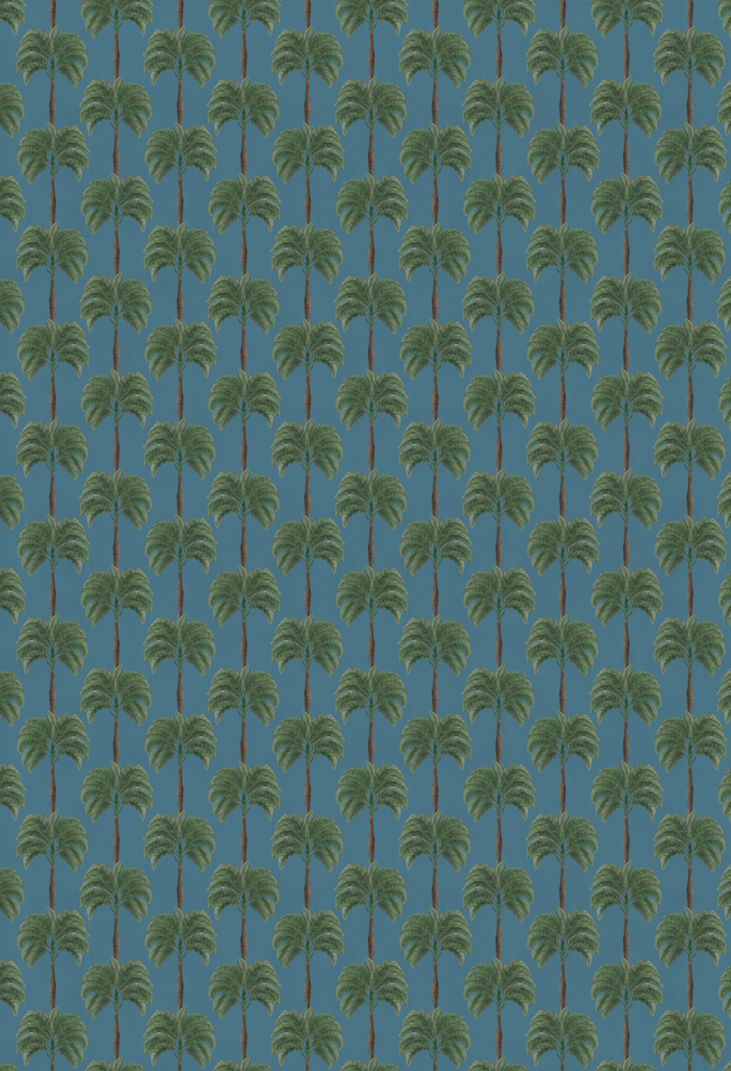 Little Palma Patterned Wallpaper on blue background by Deus ex Gardenia.