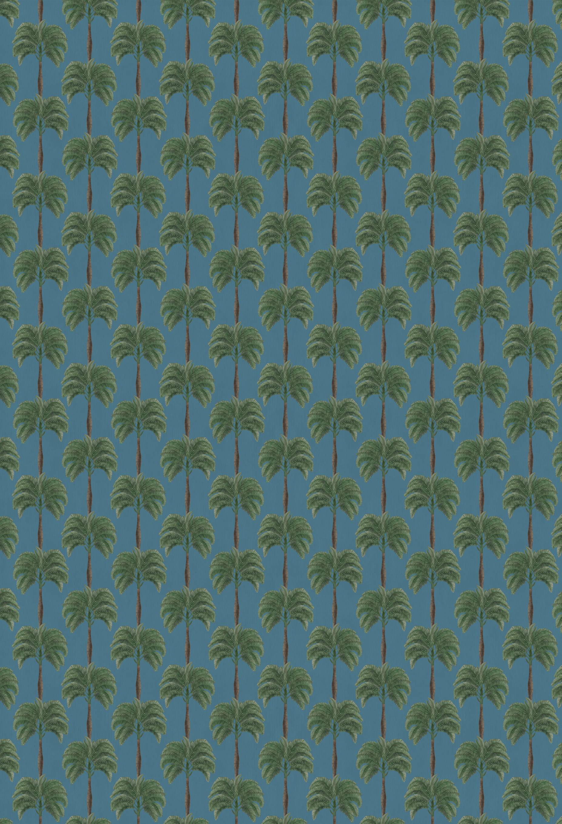 Little Palma Patterned Wallpaper on blue background by Deus ex Gardenia.