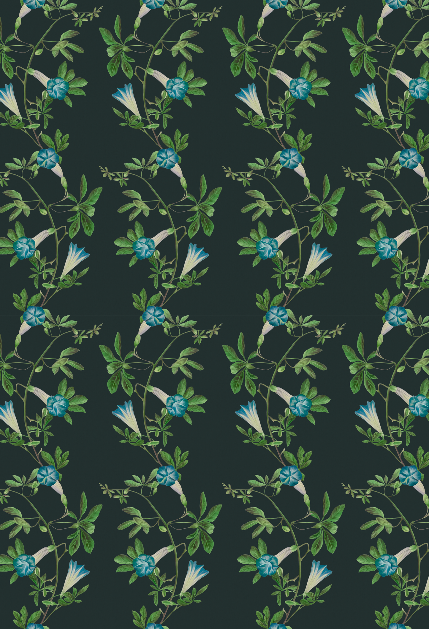 Botanical vine black wallpaper of Deus ex Gardenia's Midsummer Wallpaper in Charcoal.