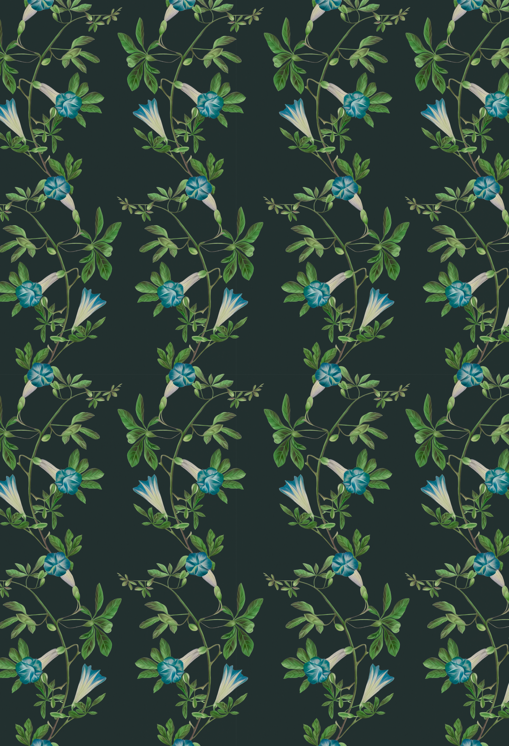 Botanical vine black wallpaper of Deus ex Gardenia's Midsummer Wallpaper in Charcoal.