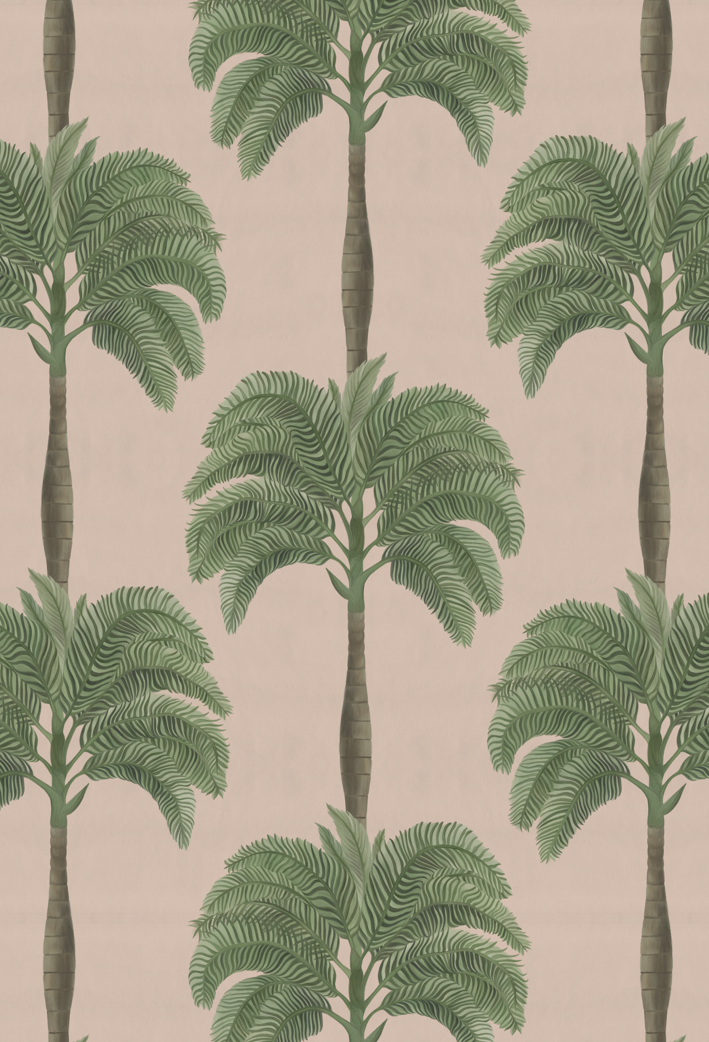 Palm tree striped wallpaper of Palma Collection in pink 'Flamingo' from Deus ex Gardenia.