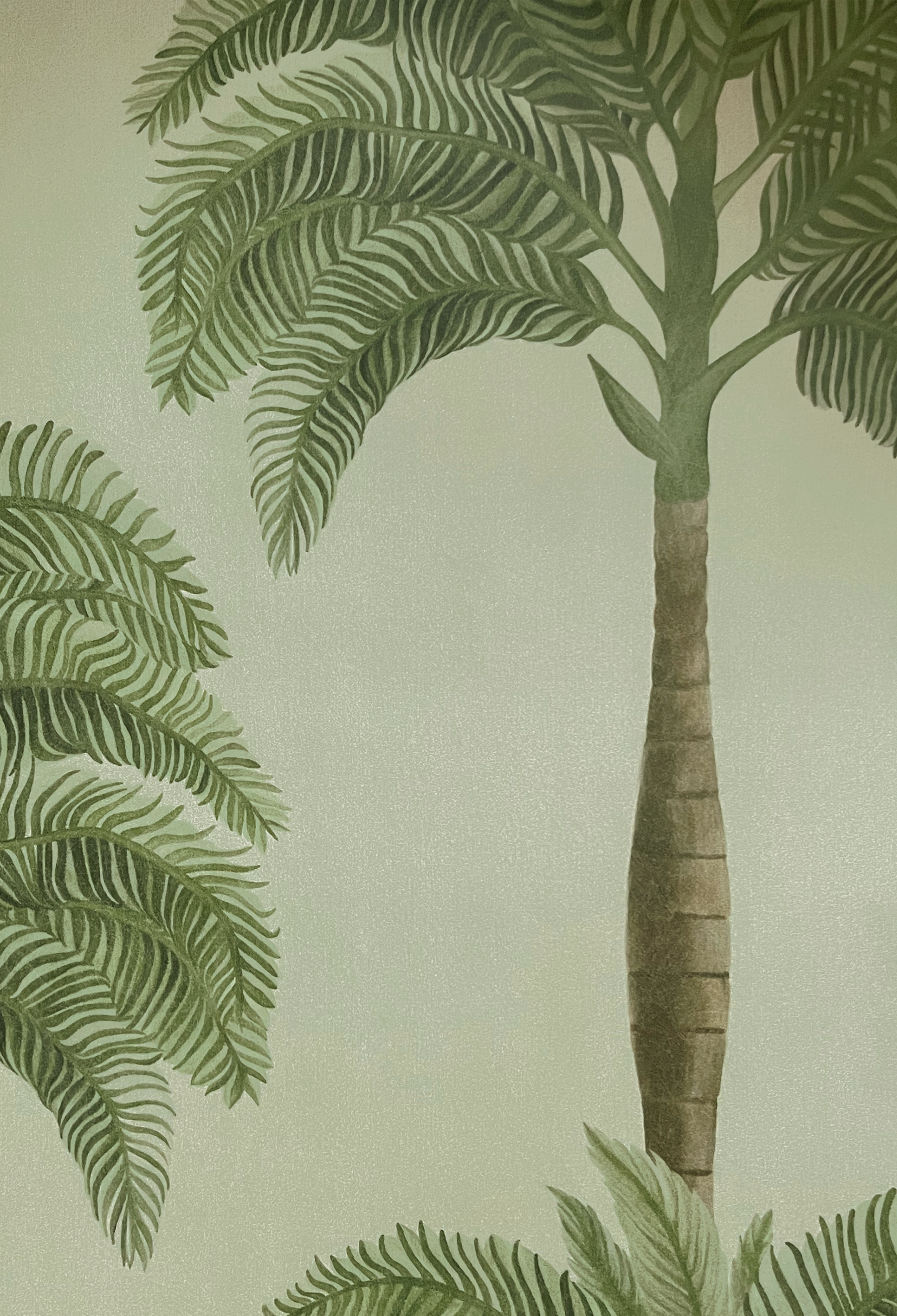 Textured wallpaper of a Palm tree of Palma in Sand from Deus ex Gardenia. 