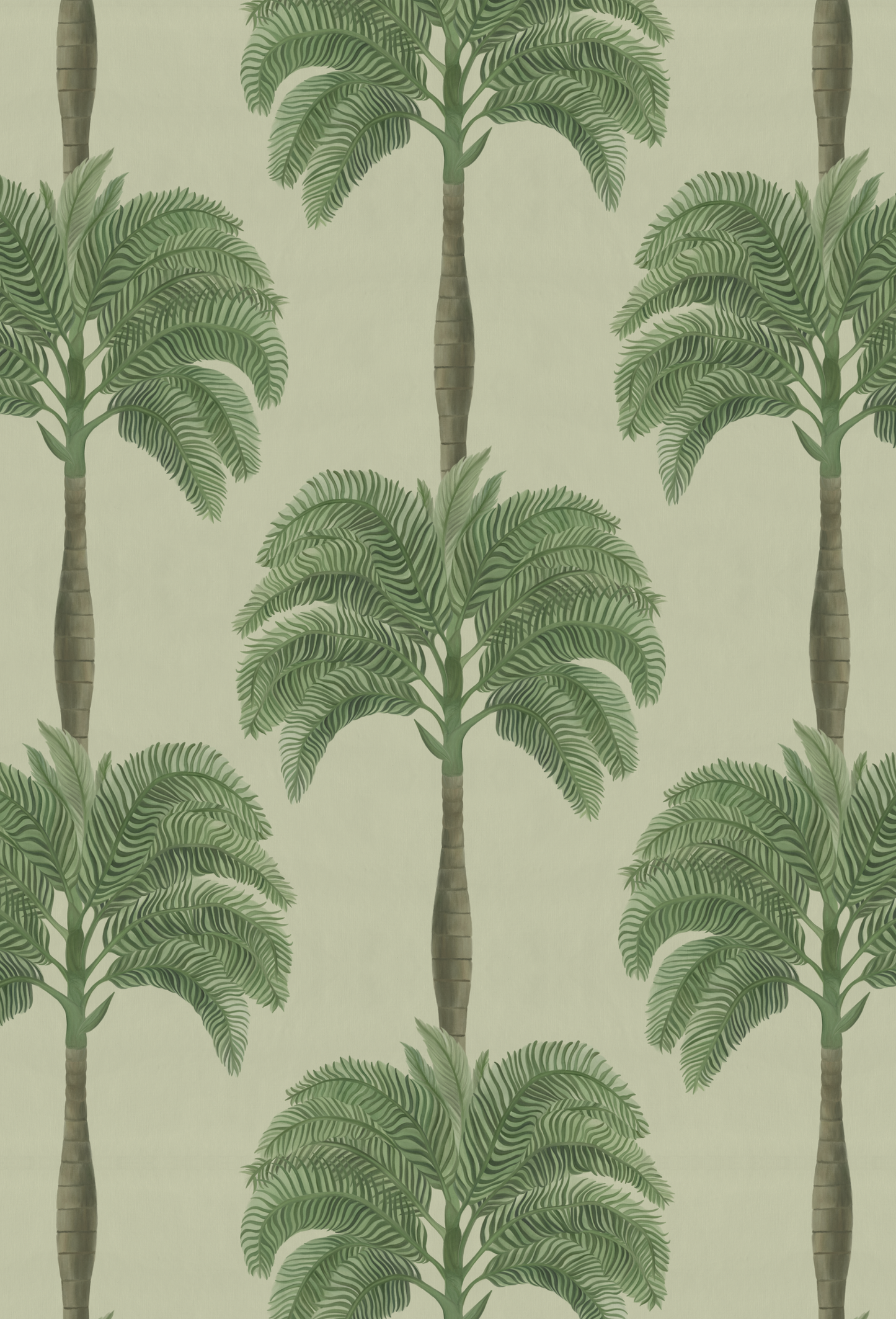 Striped green palm tree 'Palma' wallpaper in Sand by Deus ex Gardenia.