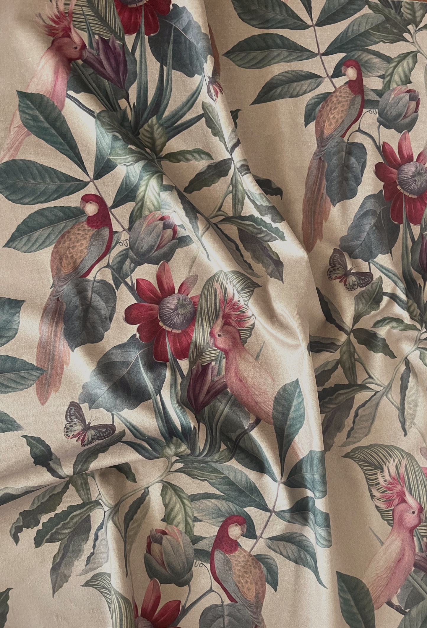 Passiflora Velvet Fabric - Antique